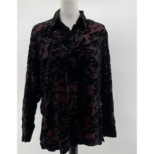 Chicos Design Velvet Burnout Top Women's‎ Medium Sequin Silk Vintage Whimsigoth